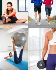 Adultes, jogging, stretching, tirements, renforcement musculaire, musculation